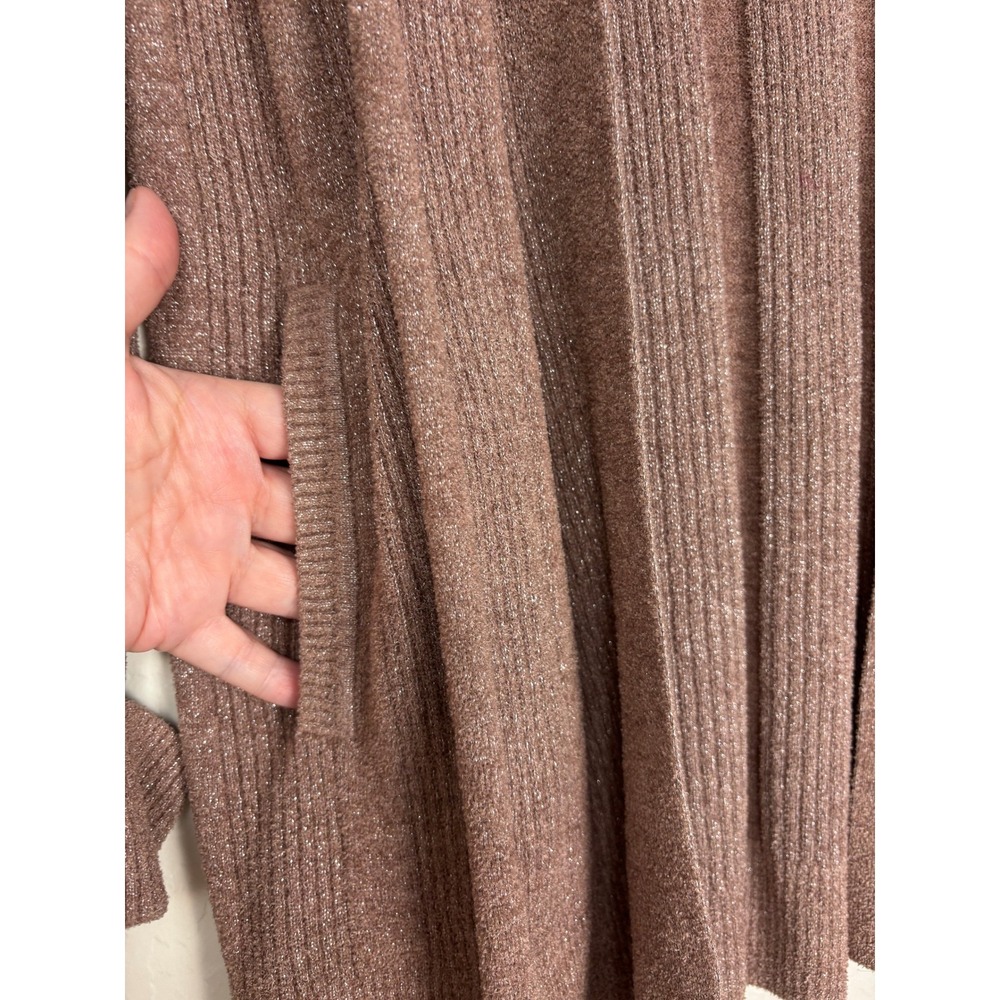 Barefoot Dreams CozyChic Ultra Lite Ribbed Shimmer Cardigan Brown Medium 2398 - Picture 3 of 7